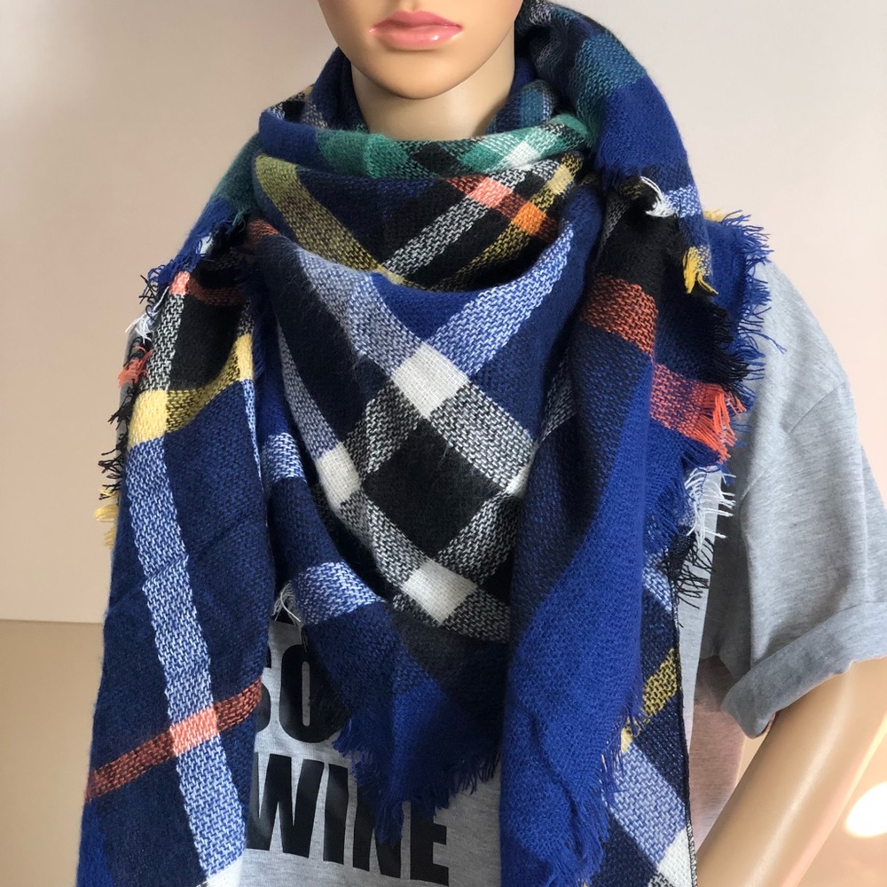 Plaid Triangle Scarf - Picture 2 of 5